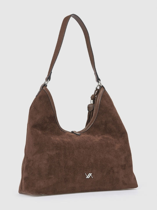 Women's Shoulder Bag Suede with Fringes Brown