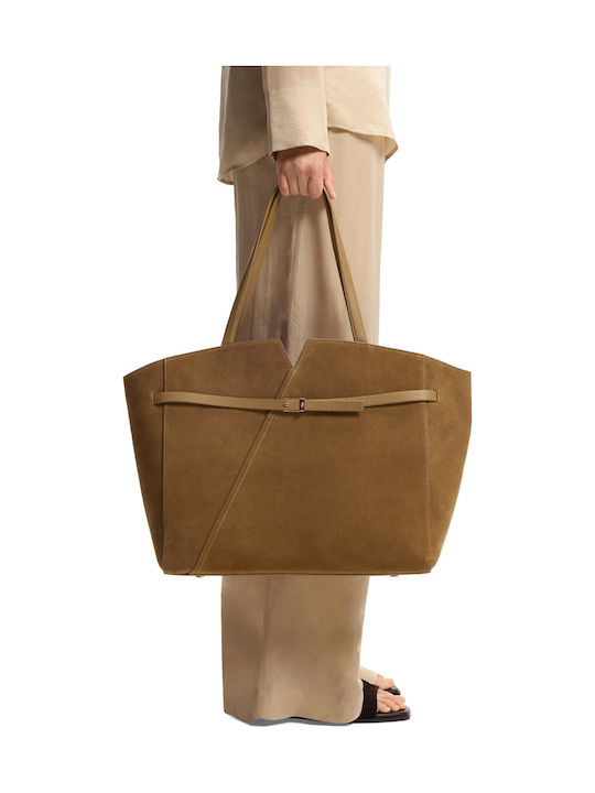 Revers Leder Damen Tote Tasche Wildleder Puro