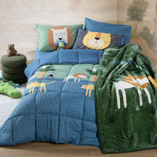 Nef-Nef Homeware Pătură Jungle Mania Verde 220x160cm