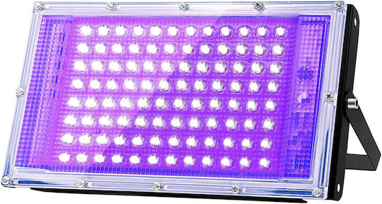 Glostars Proiector UV LED 100W IP66 395-400 Nm Lumină Neagră 395–400 Nm IP66 Rezistent la Apă 96 LED Unghi 180° Carcasă din Aluminiu Întrerupător + Cablu de 1.5 M Suport Reglabil 360° Petreceri Bar Club Halloween Scenă
