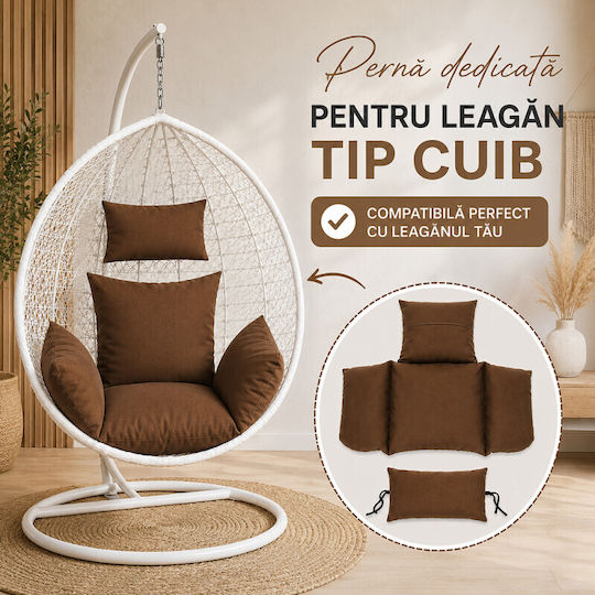 Perna Swing Cushion De Grădină Cu Spătar Maro 90x100cm