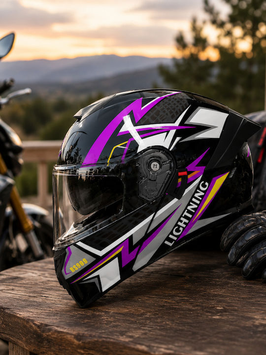 FIXATO Viper Lila Motorradhelm Aufklappbar ECE 22.06 mit Sonnenblende