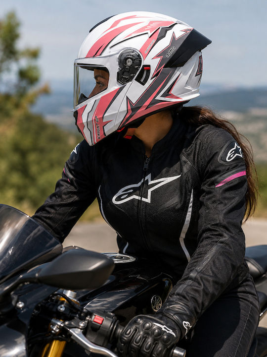 FIXATO Viper Roz Casca Moto Flip-Up ECE 22.06 cu Vizieră Solară