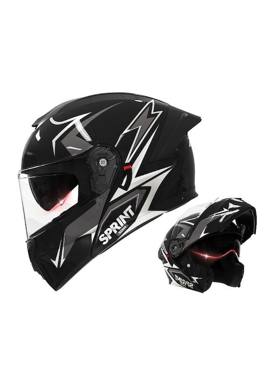 FIXATO Viper Lightning Black Cască Moto Flip-Up ECE 22.06 cu Vizieră Solară