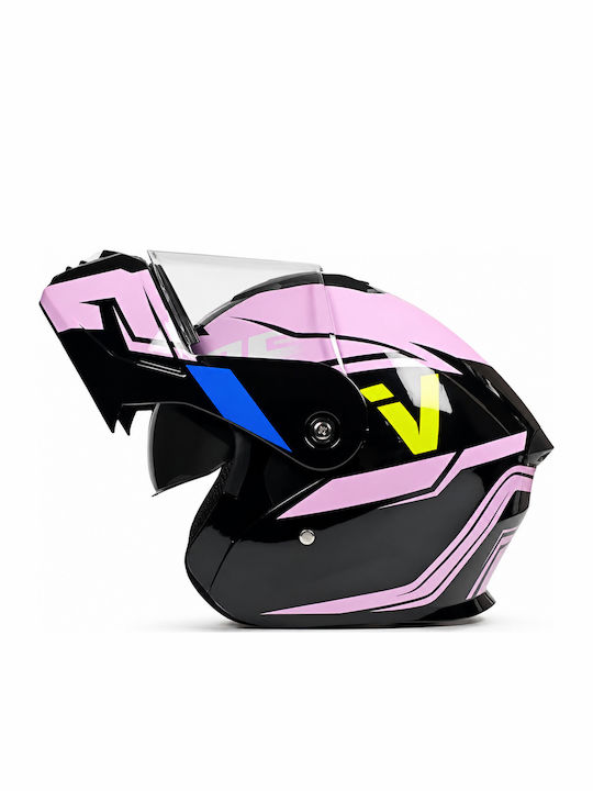 FIXATO Nova Roz Cască Moto Flip-Up ECE 22.06 cu Vizieră Solară