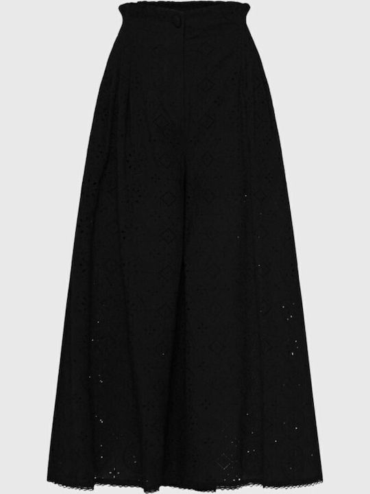Women's High Rise Cotton Pantaloons in Relaxed Fit Black