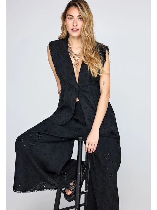 Women's High Rise Cotton Pantaloons in Relaxed Fit Black