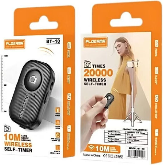 Plokama Bt-10 Wireless Bluetooth Selfie Remote Android & Ios Range 10m Black