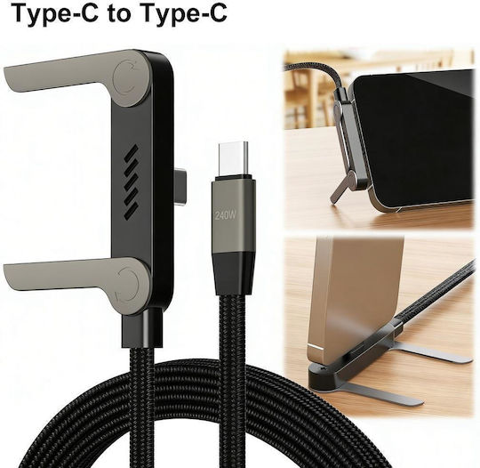 XO Flaches USB Typ-C Kabel männlich - USB-C 240W PD Schwarz 1,5m