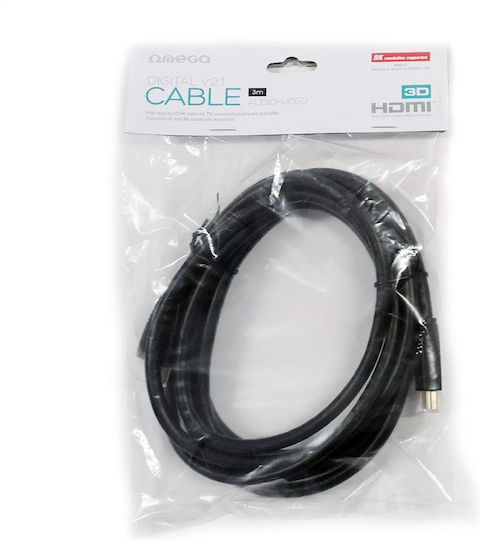 Omega HDMI 2.1 Ultra High Speed 48Gbps 4K 120Hz HDR VRR Cable HDMI Male - HDMI Male 3m Black