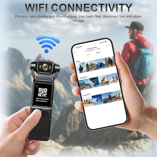 Andowl GC3 128GB Action Camera 4K Ultra HD με Οθόνη Αφής Μαύρη