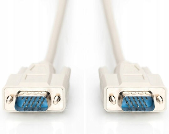 Digitus Кабел VGA мъжки - VGA мъжки Бял 1.8м (AK-310100-018-E)