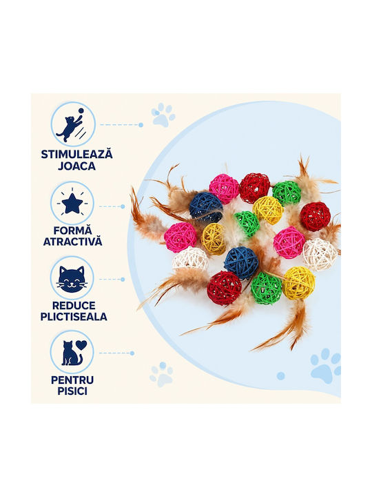 Set 54 Geflochtene Federbälle Für Katzen Mehrfarbig