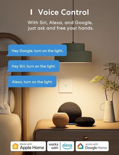 Meross Χωνευτός Διακόπτης Τοίχου Wi-Fi με Πλαίσιο Μπλε
