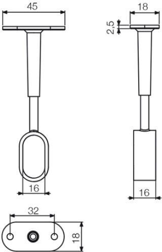 Verstellbare Deckenhalterung für Rohr Oval Chrom Mafos