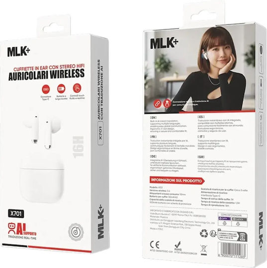 MLK+ X701 AI Ohrstöpsel Bluetooth Kopfhörer Mit Ladekoffer Weiße
