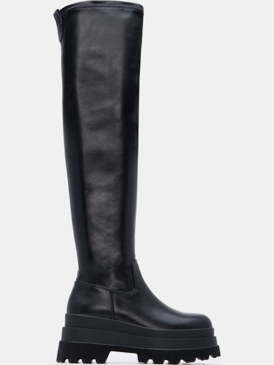 Wildleder Damenstiefel Über dem Knie Schwarze