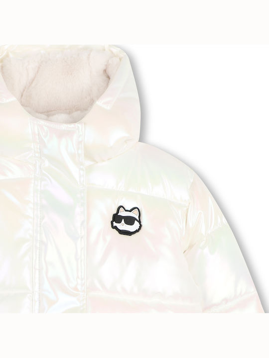Kids Casual Short Metallic White Jacket