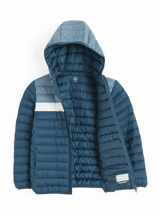 Kids Casual Short Hooded Blue Coat