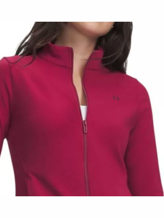 Damen Gestrickte Strickjacke mit Reissverschluss Fuchsie
