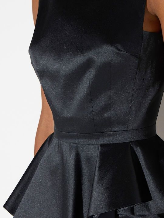 Sommer Mini Abendkleid Satin mit Tränen Schwarz