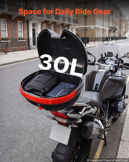 Vevor Motorrad-Topcase 30l Universell Wasserdichte Hecktasche Pp Abnehmbares Top-Box Motorrad Schloss Sicherheit & Rücken Gepäckaufbewahrung