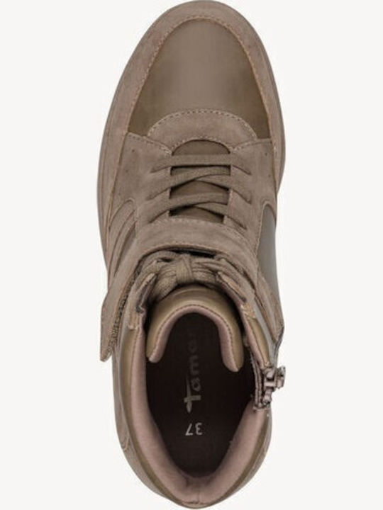 Leder Damen Stiefeletten mit Plattform Braun
