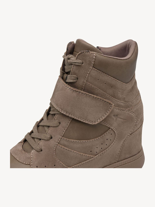 Leder Damen Stiefeletten mit Plattform Braun