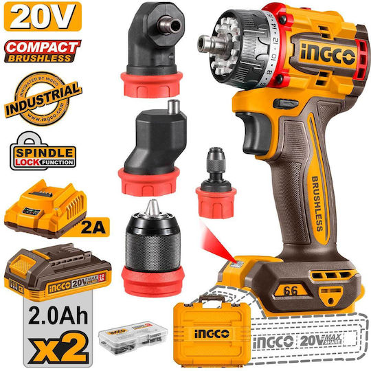Ingco CDLI206686E Angle Battery Drill Driver Solo Brushless 20V