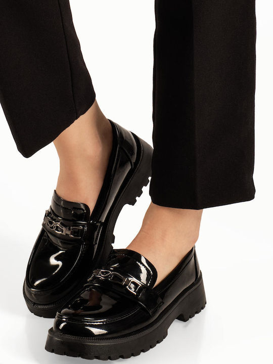 Patent Leather Women's Loafers in Black Color