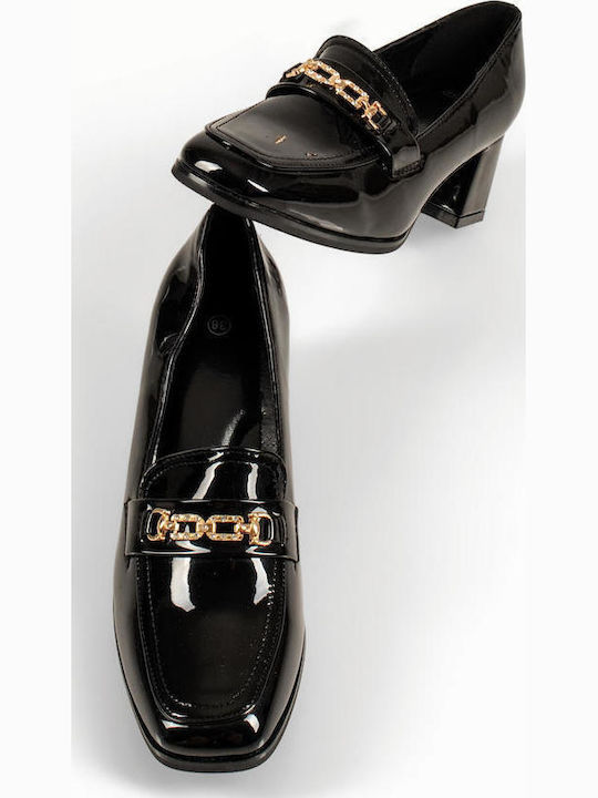 Patent Leather Women's Loafers in Black Colour