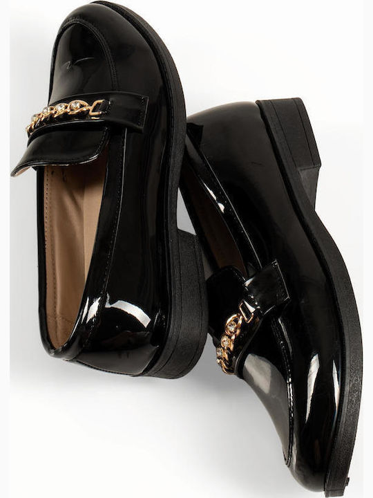 Patent Leather Women's Loafers In Gold Colour