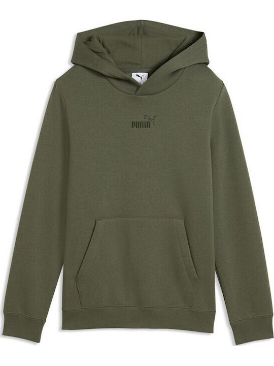 Fleece Детско Суичър с Качулка и Джобове Каки