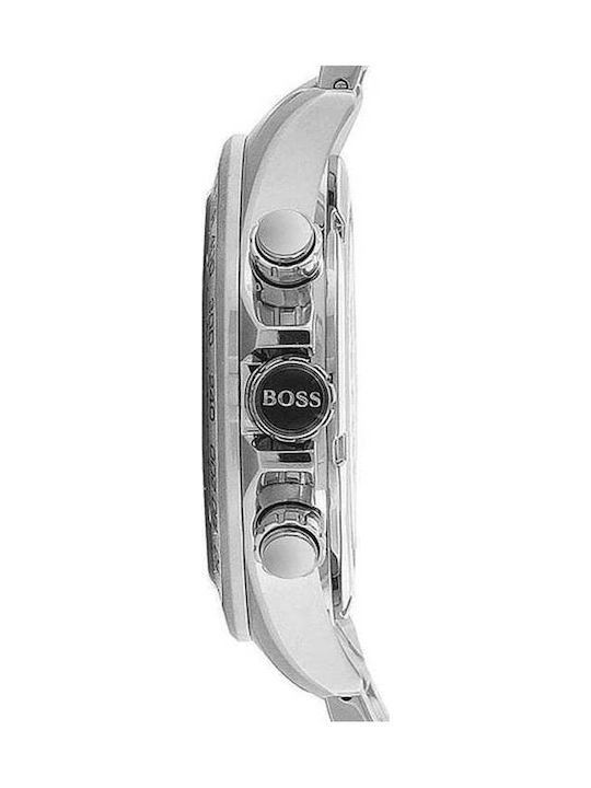 Boss Ανδρικό Ρολόι 44mm Χρονογράφος Μπαταρίας με Ασημί Ατσάλινο Μπρασελέ