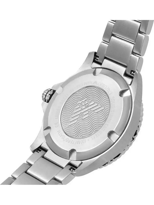 Emporio Armani Renato Ανδρικό Ρολόι 42mm Μπαταρίας με Ασημί Ατσάλινο Μπρασελέ
