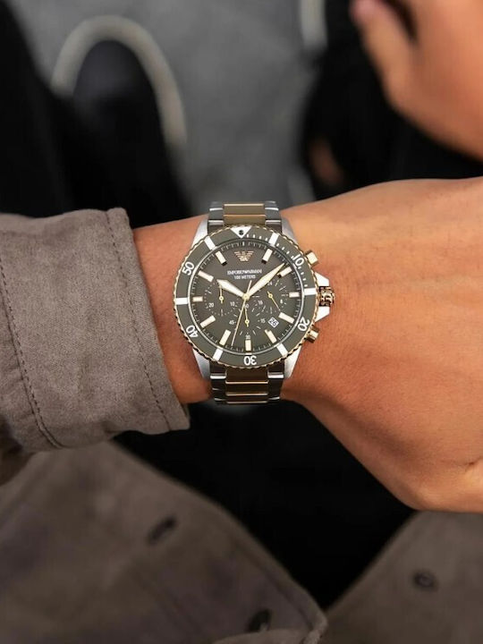 Emporio Armani Men's Watch 42mm Battery Chronograph with Steel Bracelet