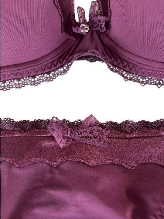 Infiore Infiore Damenunterwäsche-Set Mit Spitze BH Mit Brasilianischer Bordeau Farbe