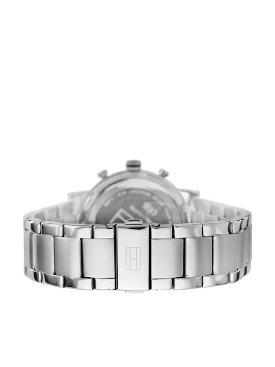 Tommy Hilfiger Evan Ανδρικό Ρολόι 44mm Χρονογράφος Μπαταρίας με Ασημί Ατσάλινο Μπρασελέ