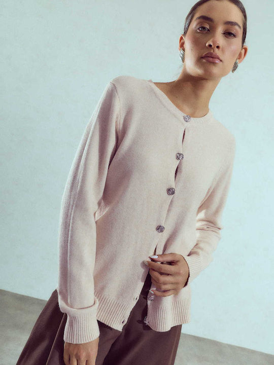 Celestino Women's Cardigan Embossed Buttons Beige