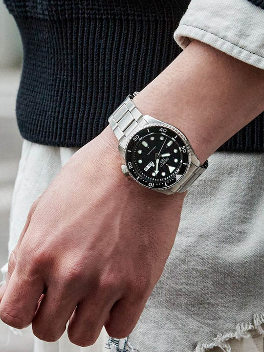 Seiko 5 Sports Ανδρικό Ρολόι 43mm Αυτόματο με Ασημί Ατσάλινο Μπρασελέ