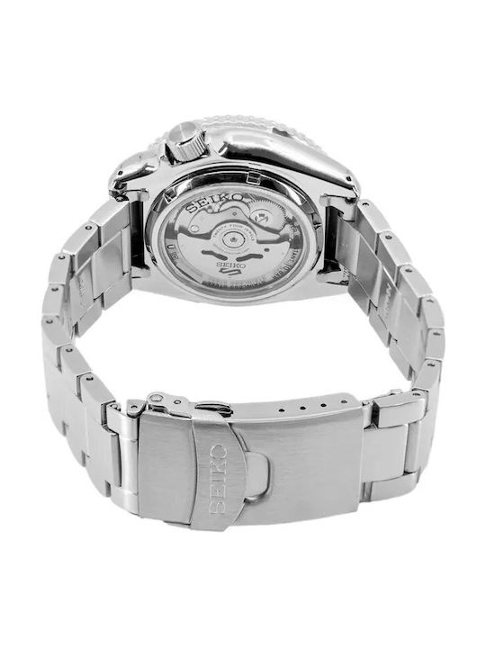 Seiko 5 Sports Ανδρικό Ρολόι 43mm Αυτόματο με Ασημί Ατσάλινο Μπρασελέ