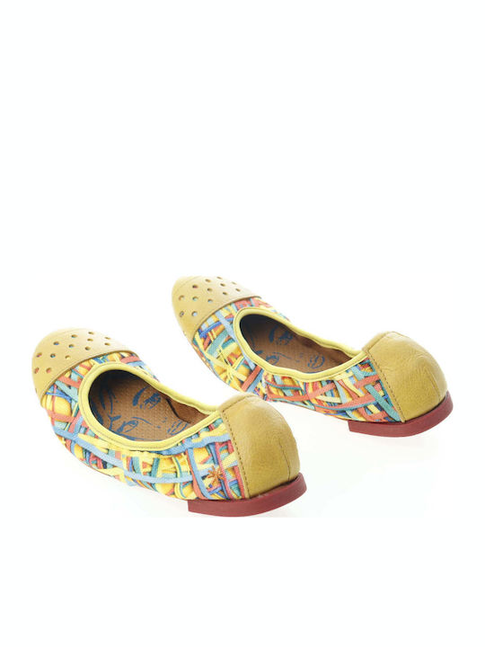 Kids Ballerinas With Hoop & Loop Closure Yellow