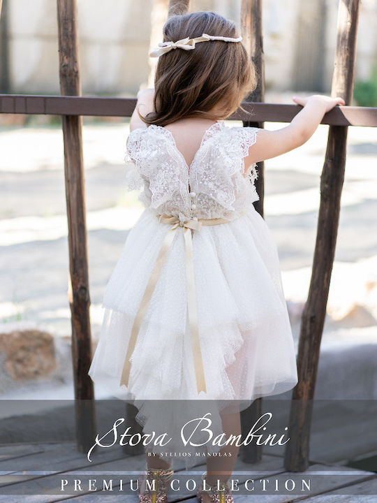 Stova Bambini Rochie Albă de Botez din Tulle