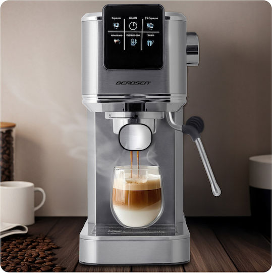 Berdsen Μηχανή Espresso 1350W Πίεσης 20bar Ασημί BD-770
