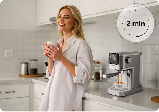 Berdsen Μηχανή Espresso 1350W Πίεσης 20bar Ασημί BD-770