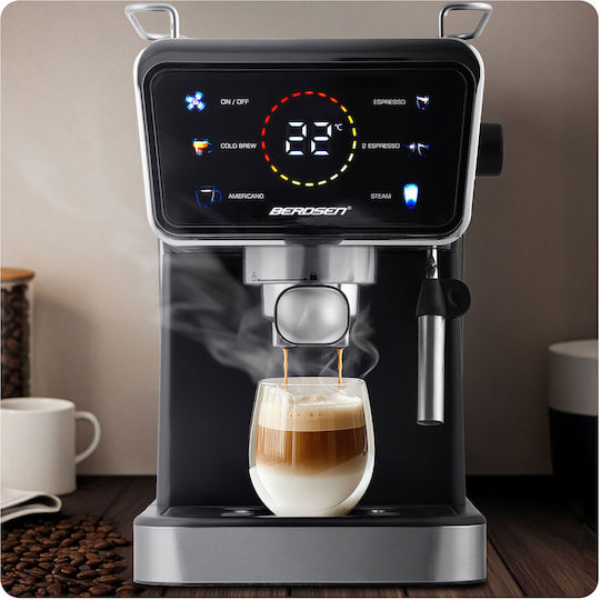 Berdsen Μηχανή Espresso 1350W Πίεσης 20bar Μαύρη BD-771