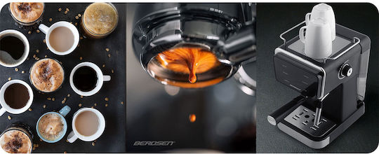 Berdsen Μηχανή Espresso 1350W Πίεσης 20bar Μαύρη BD-771