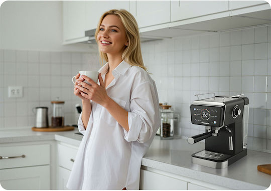 Berdsen Μηχανή Espresso 1350W Πίεσης 20bar Μαύρη BD-771