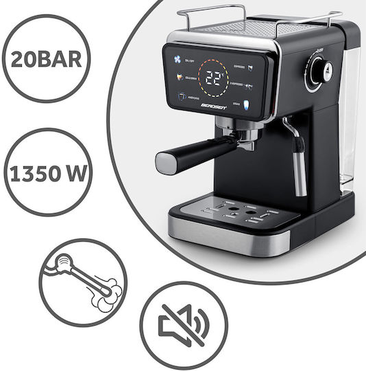 Berdsen Μηχανή Espresso 1350W Πίεσης 20bar Μαύρη BD-771