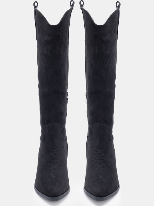 Women's Cowboy Boots with Mid Heel Black